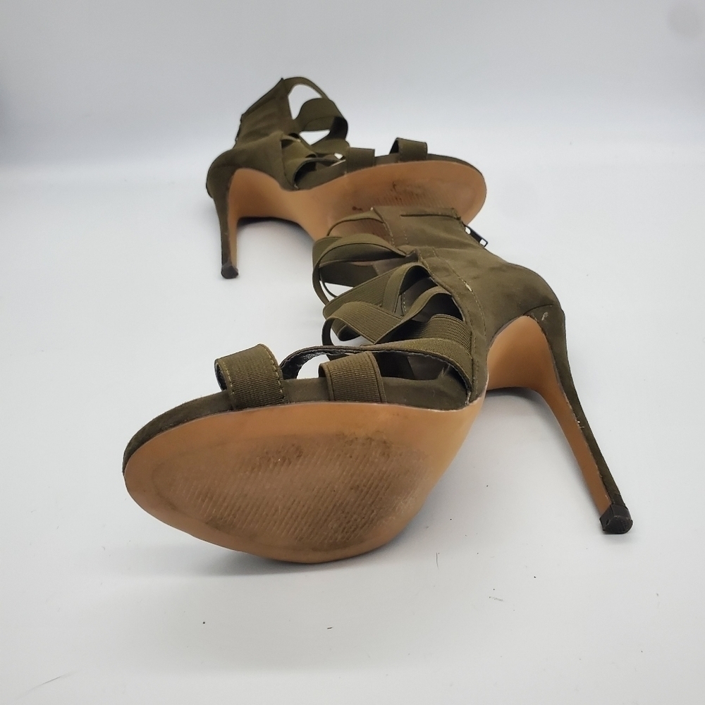 LILIANA Shoes Women 8 Criss Cross Strap Heels Dark Green - Picture 11 of 11